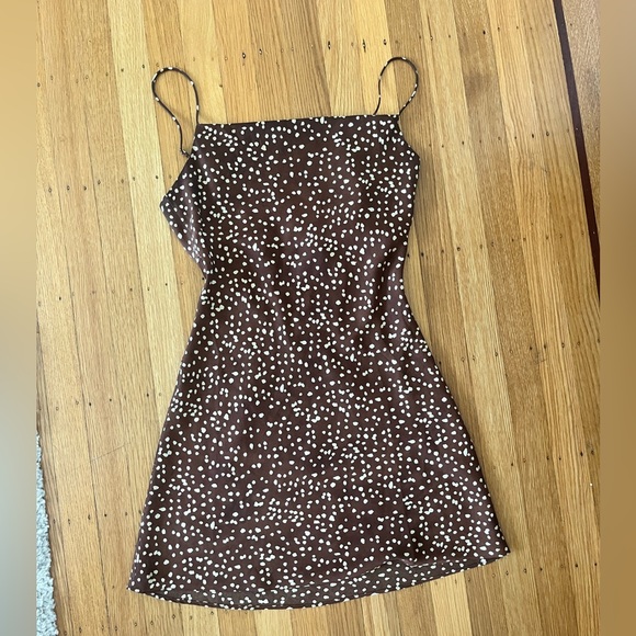Brown Polka Dot Mini Dress - Picture 1 of 4